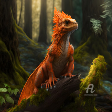 Digital Arts titled "Red Dragon 10" by Sm Design, Original Artwork, AI generated image