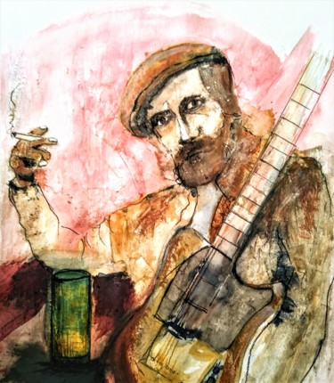 "Roy and his beer...…" başlıklı Tablo Benny Smet tarafından, Orijinal sanat, Suluboya