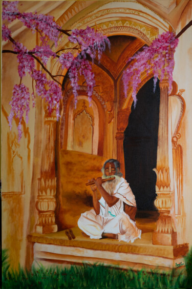 Malerei mit dem Titel "Sadhana" von Smiitaa Chatterjee, Original-Kunstwerk, Acryl