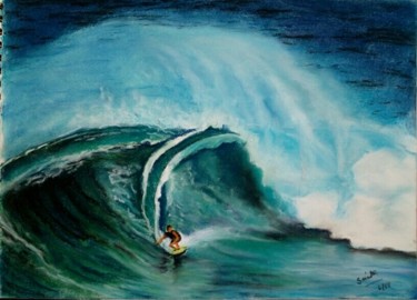 Painting titled "Teasing the Waves..…" by Smita Srivastav, Original Artwork, Pastel