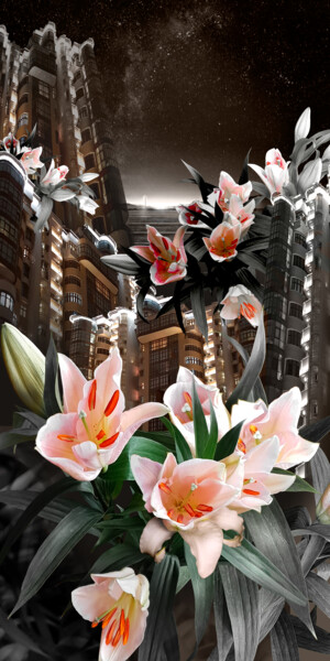 Arte digitale intitolato "City flowers - phot…" da Elena Smurova, Opera d'arte originale, Pittura digitale