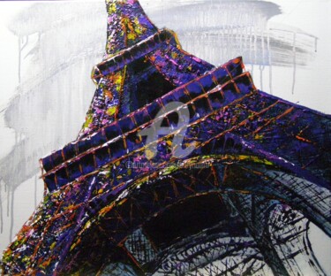 Pintura intitulada "La Tour Eiffel" por Smyriam, Obras de arte originais, Acrílico Montado em Armação em madeira