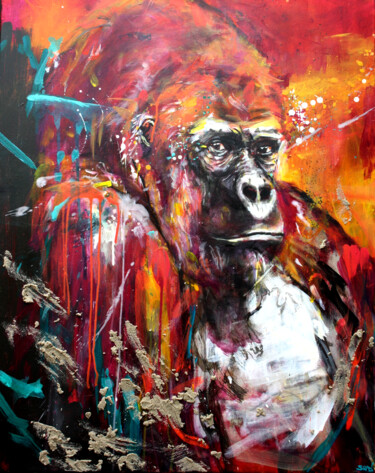 Malerei mit dem Titel "Gorille" von Snd', Original-Kunstwerk, Acryl Auf Keilrahmen aus Holz montiert