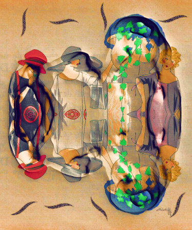 Peinture intitulée "Les Élégantes et la…" par Sniegourotchka, Œuvre d'art originale, Peinture numérique