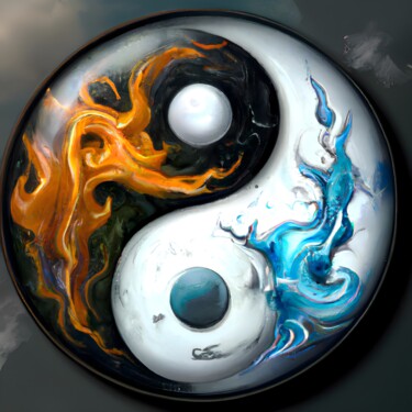 Digital Arts με τίτλο "Yin yang" από Sobalvarro, Αυθεντικά έργα τέχνης, Εικόνα που δημιουργήθηκε με AI