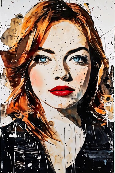 Arte digitale intitolato "Emma Stone" da Sobalvarro, Opera d'arte originale, Immagine generata dall'IA