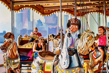 Painting titled "Jane's Carousel #1…" by Sócrates Rízquez, Original Artwork, Enamel Mounted on Aluminium