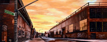 Картина под названием "New York #13" - Sócrates Rízquez, Подлинное произведение искусства, Эмаль Установлен на Деревянная ра…