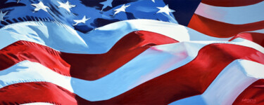 Painting titled "Stars & Stripes #1…" by Sócrates Rízquez, Original Artwork, Enamel Mounted on Wood Stretcher frame