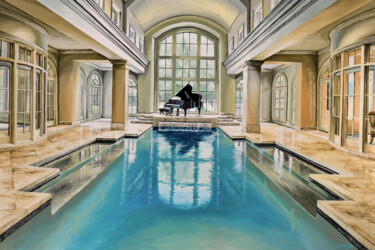 Ζωγραφική με τίτλο "Inside Pool #3" από Sócrates Rízquez, Αυθεντικά έργα τέχνης, Σμάλτο Τοποθετήθηκε στο Αλουμίνιο