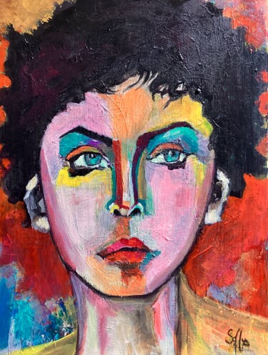 Painting titled "Songeuse" by Soffya, Original Artwork, Acrylic