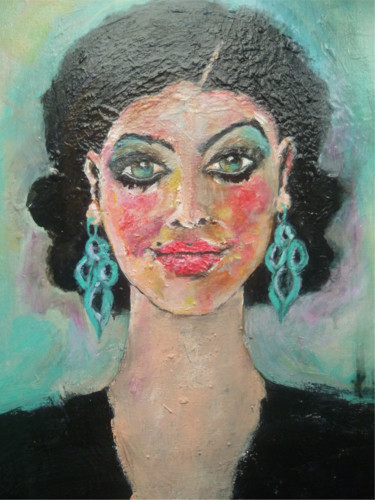 Malerei mit dem Titel "La fille au regard…" von Soffya, Original-Kunstwerk, Acryl