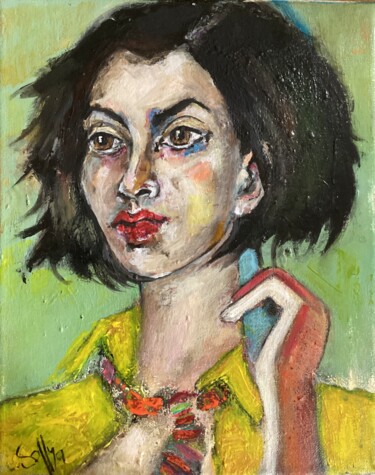 Malerei mit dem Titel "Elle porte chemise…" von Soffya, Original-Kunstwerk, Acryl