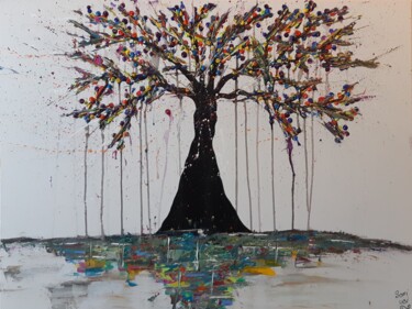 Peinture intitulée "Arbre de Vie" par Sofi Ubi, Œuvre d'art originale, Acrylique Monté sur Châssis en bois