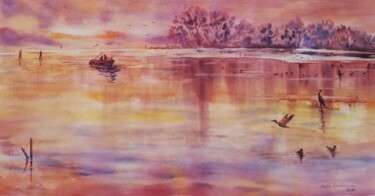 Pintura titulada "Tramonto in laguna" por Sofia Becherucci, Obra de arte original, Acuarela