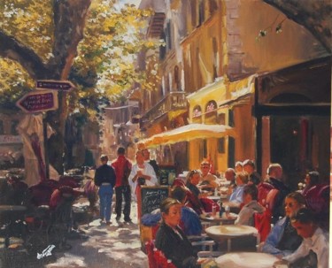 「Café en plein air,…」というタイトルの絵画 Sofia Vergaraによって, オリジナルのアートワーク