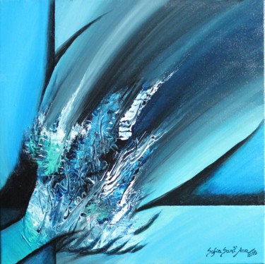 Painting titled "SALTO DO GOLFINHO -…" by Sofia Sant´Ana, Original Artwork, Acrylic Mounted on Wood Panel