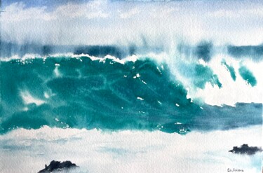 Peinture intitulée "Wave" par Sofiia Kulichkova (Sonjakul), Œuvre d'art originale, Aquarelle