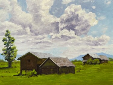 Painting titled "Rural life" by Sofiia Kulichkova (Sonjakul), Original Artwork, Oil
