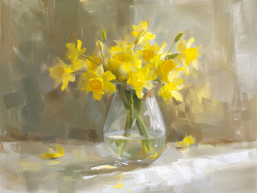 Digitale Kunst getiteld "Yellow flowers" door Sofiia Kulichkova (Sonjakul), Origineel Kunstwerk, Digitaal Schilderwerk