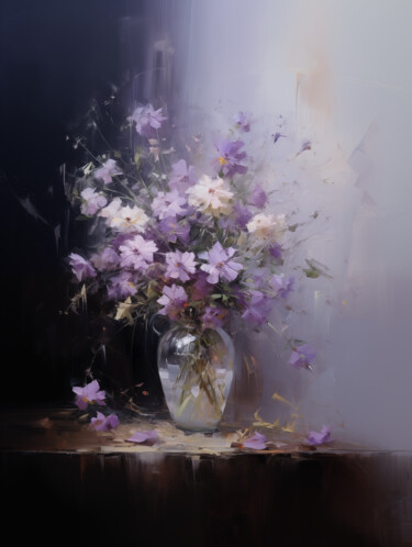 数字艺术 标题为“Purple flowers” 由Sofiia Kulichkova (Sonjakul), 原创艺术品, 数字油画