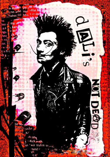 Digitale Kunst getiteld "Dali Punk is not de…" door Sohan_street, Origineel Kunstwerk, Digitale collage Gemonteerd op Alumin…