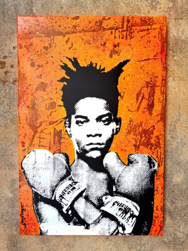 Painting titled "Toile Basquiat" by Sohan_street, Original Artwork, Acrylic Mounted on Wood Stretcher frame