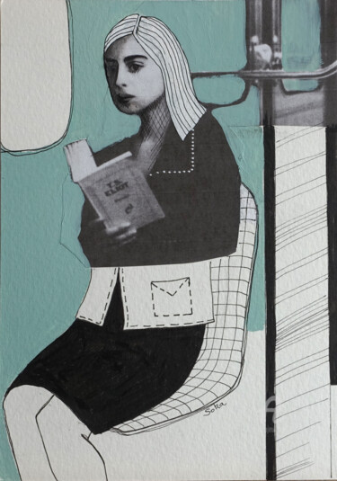 Malerei mit dem Titel "La lectrice" von Soka, Original-Kunstwerk, Acryl