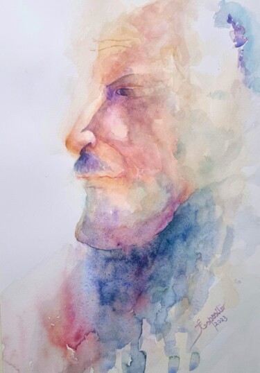 Painting titled "O Pensador" by Solange Esposito (SEsposito), Original Artwork, Watercolor