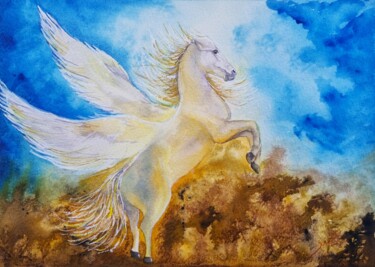 Schilderij getiteld "Pegaso" door Solange Esposito (SEsposito), Origineel Kunstwerk, Aquarel