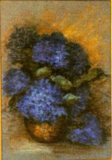 Zeichnungen mit dem Titel "Hortencias" von Solange Esposito (SEsposito), Original-Kunstwerk, Pastell