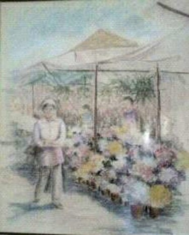 Zeichnungen mit dem Titel "Florista" von Solange Esposito (SEsposito), Original-Kunstwerk, Pastell