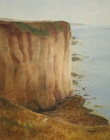 Painting titled "ETRETAT, la grande…" by Solange Palacios Dupont, Original Artwork, Oil Mounted on Wood Stretcher frame