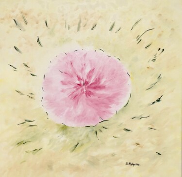 绘画 标题为“fleur de rose , ROS…” 由Solange Palacios Dupont, 原创艺术品, 油 安装在木质担架架上