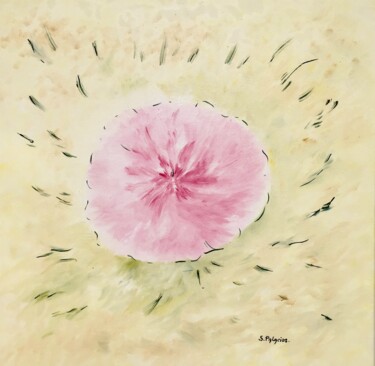 Malerei mit dem Titel "fleur de rose , ROS…" von Solange Palacios Dupont, Original-Kunstwerk, Öl Auf Keilrahmen aus Holz mon…