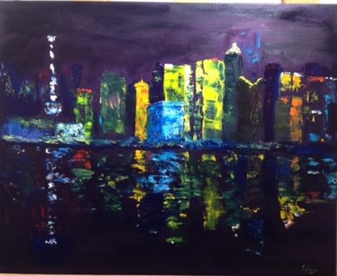 Peinture intitulée "Nuit à Shanghai" par Solene Briere, Œuvre d'art originale