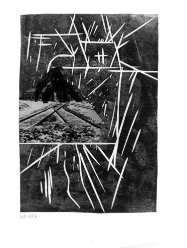 Incisioni, stampe intitolato "Fin" da Sophie Le Tellier, Opera d'arte originale, Incisioni su linoleum