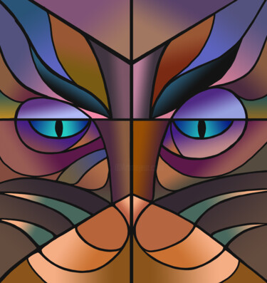 Digitale Kunst getiteld "Cat" door Solomon Tair Sharif, Origineel Kunstwerk, 2D Digital Work