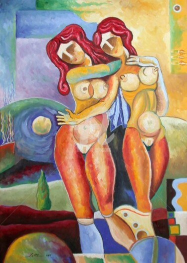 Painting titled "Eve, apple & Eve" by Vlad Soltan, Original Artwork