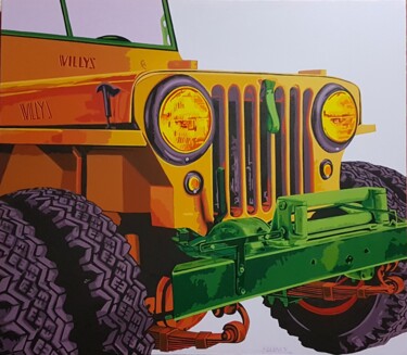Painting titled "Willys Jeep" by Sonaly Gandhi, Original Artwork, Acrylic