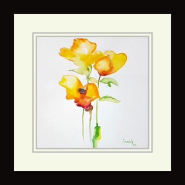Malarstwo zatytułowany „Flowers 2” autorstwa Sonaly Gandhi, Oryginalna praca, Akwarela