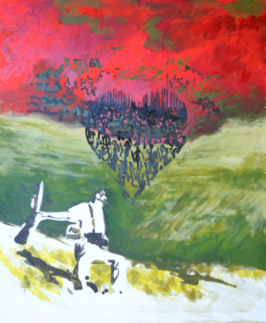Painting titled "Amor en tiempos de…" by Sonia Domenech, Original Artwork, Acrylic Mounted on Wood Stretcher frame