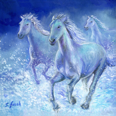 Malarstwo zatytułowany „Spirit of Horse” autorstwa Sonia Finch, Oryginalna praca, Olej Zamontowany na Drewniana rama noszy