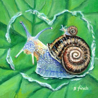 Painting titled "Spirit of Snail" by Sonia Finch, Original Artwork, Oil Mounted on Wood Stretcher frame