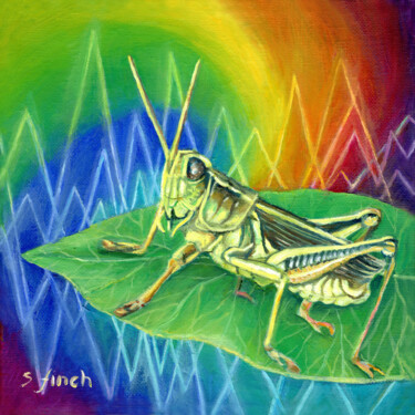 "Spirit of Grasshopp…" başlıklı Tablo Sonia Finch tarafından, Orijinal sanat, Petrol Ahşap Sedye çerçevesi üzerine monte edi…