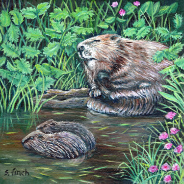 Pintura intitulada "Spirit of Beaver" por Sonia Finch, Obras de arte originais, Óleo