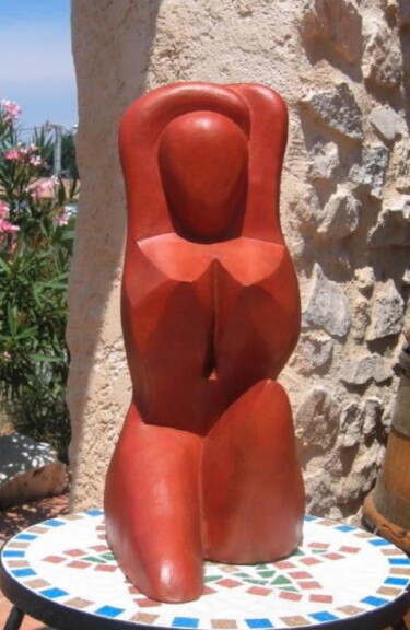 Sculpture titled "CARIATIDE  Terre cu…" by Sonia Mandel, Original Artwork, Terra cotta