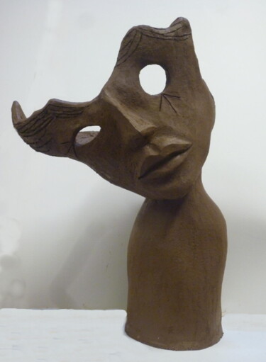Escultura titulada "AMOUR MASQUE" por Sonia Mandel, Obra de arte original, Terracota