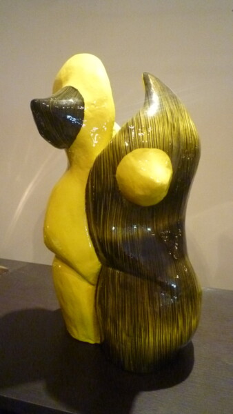 Skulptur mit dem Titel "ZEBRé JAUNE & NOIR…" von Sonia Mandel, Original-Kunstwerk, Gemischte Medien