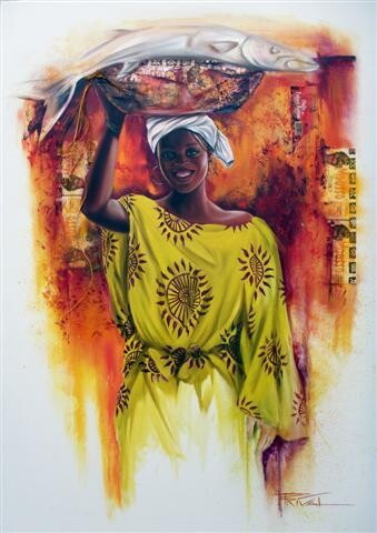 Peinture intitulée "Téodora, Togo" par Sonia Privat, Œuvre d'art originale, Huile